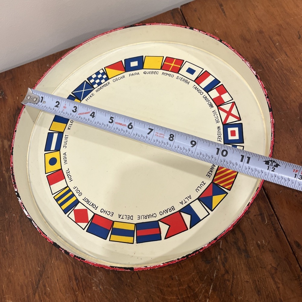 Vintage Boat Cocktail Serving Tray Rim Nautical Flag Coastal Beach Decor, Rare - Picture 6 of 9